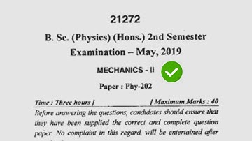 2019 Mdu BSc Physics Hons 2nd Sem Mechanics Question Paper