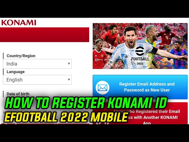 How To Register Konami Id Pes 21 Mobile Youtube