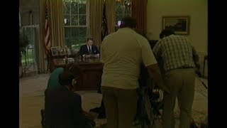 Television Set up for Speech to Nation on TWA Hostages on June 30, 1985