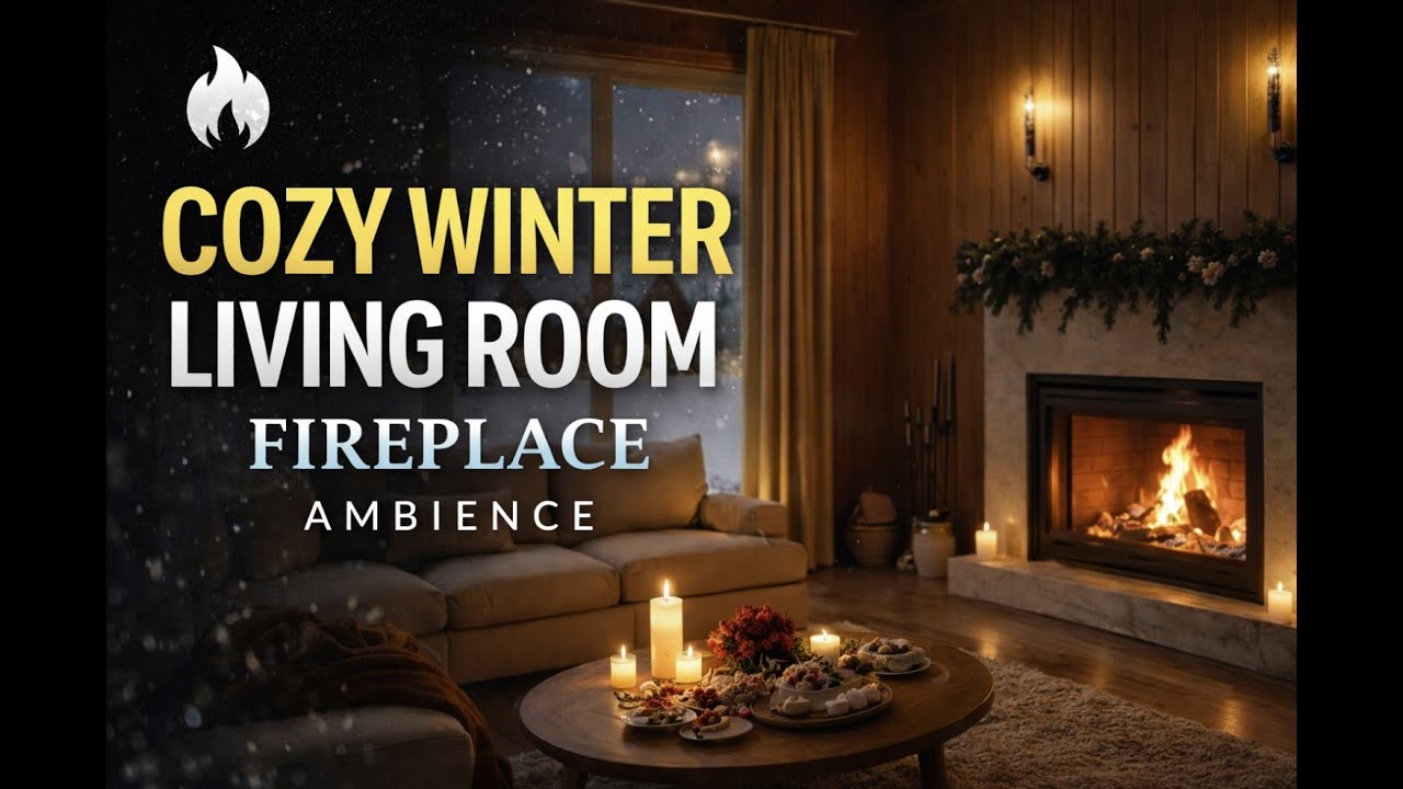 1 Hour Cozy Fireplace & Snow Ambience — Relaxing Winter Atmosphere for Reading, Studying & Calm