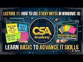 Lecture 11: How to Use Sticky Notes in Windows 10 | Computer Course for Beginners (Best for SEO)
