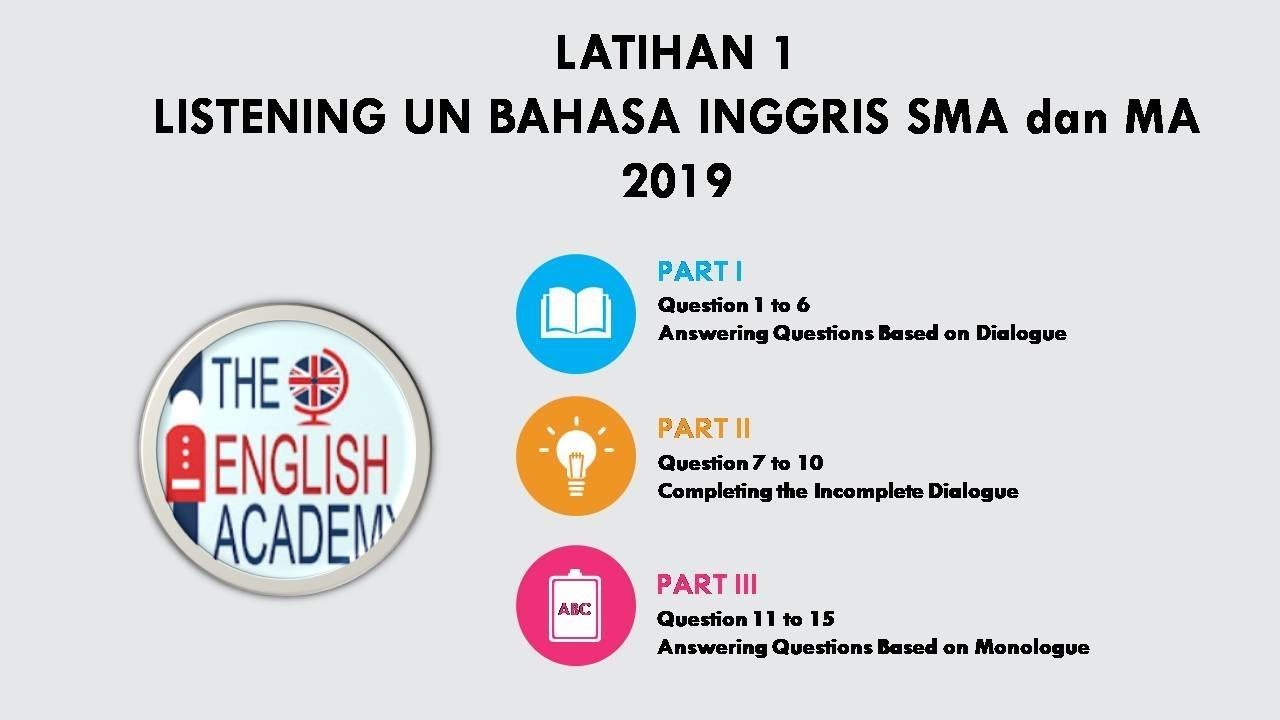 Listening Un Bahasa Inggris Sma Ma 2019 Latihan 1 Youtube