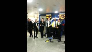 The Buzztones busking at Oxford Circus for Prostate Cancer UK