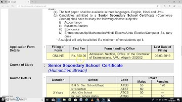AMU NE CLASS 11TH /DIP. /COM & HUM. KE ALAWA 2019-20  KE SABHI COURSES  KA FORM LAUNCH KAR DIYA HAI.