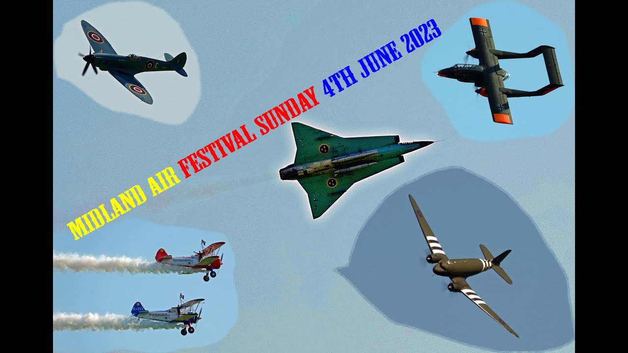 Midland air festival 2023 (SAAB J35J Draken, C47 Dakota, Hurricane, Spitfire, OV-10 Bronco and more)