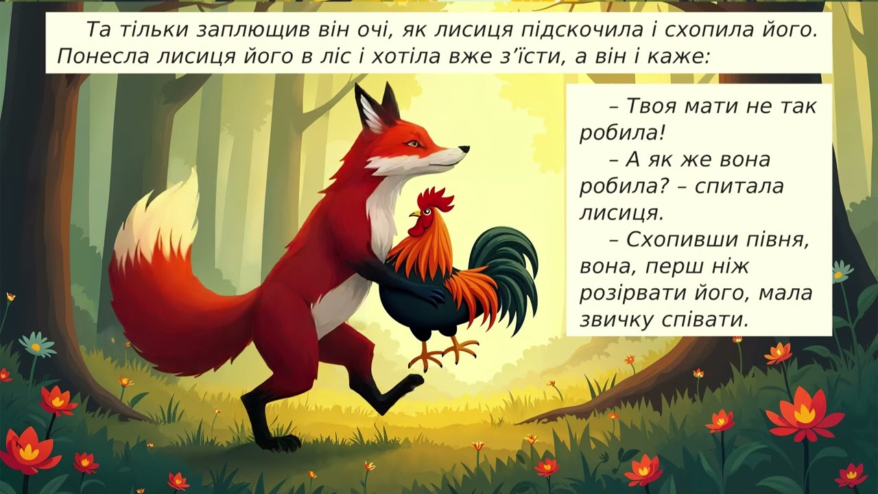 Хитрий півень - The Crafty Rooster. Аудіоказка. Українська казка.
