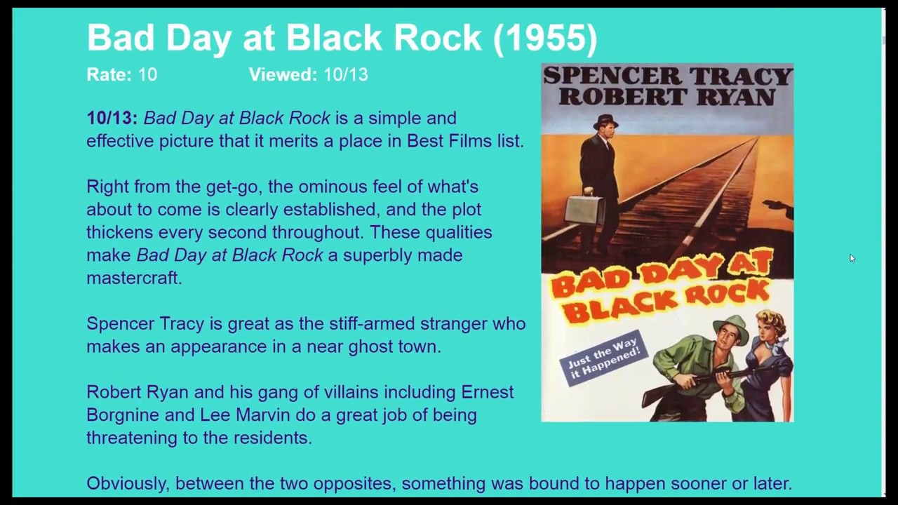 Movie Review Bad Day at Black Rock (1955) [HD] YouTube