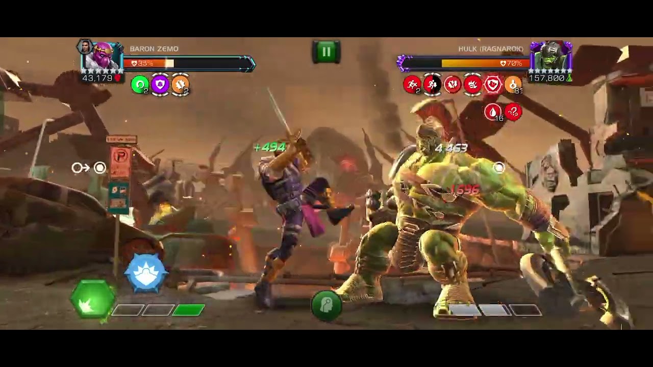 Rank 5 Ascended Baron Zemo easily dispatching Hulk Ragnarok - MCOC