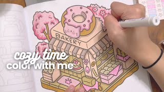 coloring with me | cozy bakery page, soft colored & sweet (ohuhu markers | cocowyo) screenshot 3