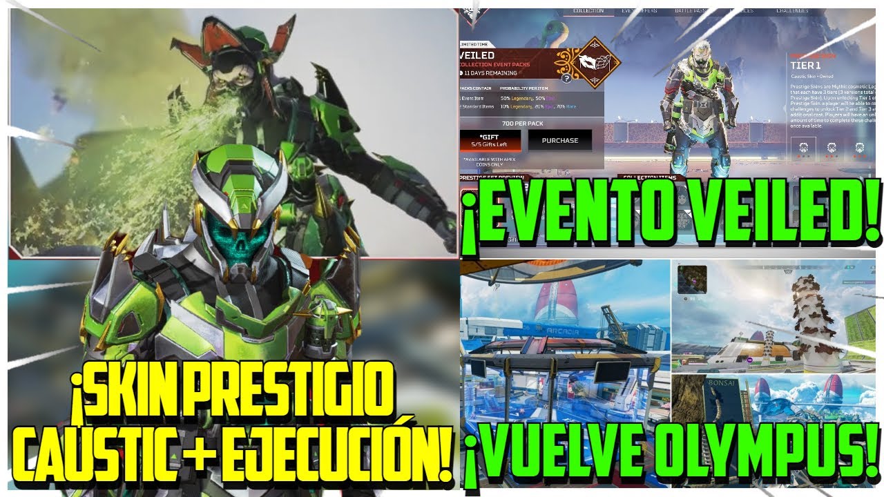 ¡Caustic SKIN prestigio + ejecución, evento VEILED LEAK, OLYMPUS Y MÁS