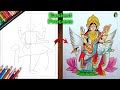 How to draw devi saraswati easy  maa saraswati drawing step by step  saraswati devi easy drawing