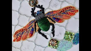 &quot;Scarab Beetle&quot; embroidered painting.