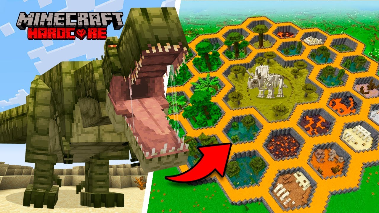 ATRAPÉ TODOS los DINOSAURIOS en Minecraft Hardcore