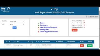 VITAP FFCS Course Registration screenshot 2