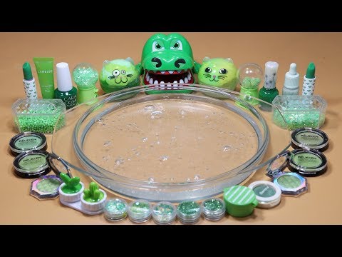 &amp;quot;Special Green&amp;quot; Mixing Make <strong>up</strong> ,glitter,Clay into Clear <strong>Slime</strong> !