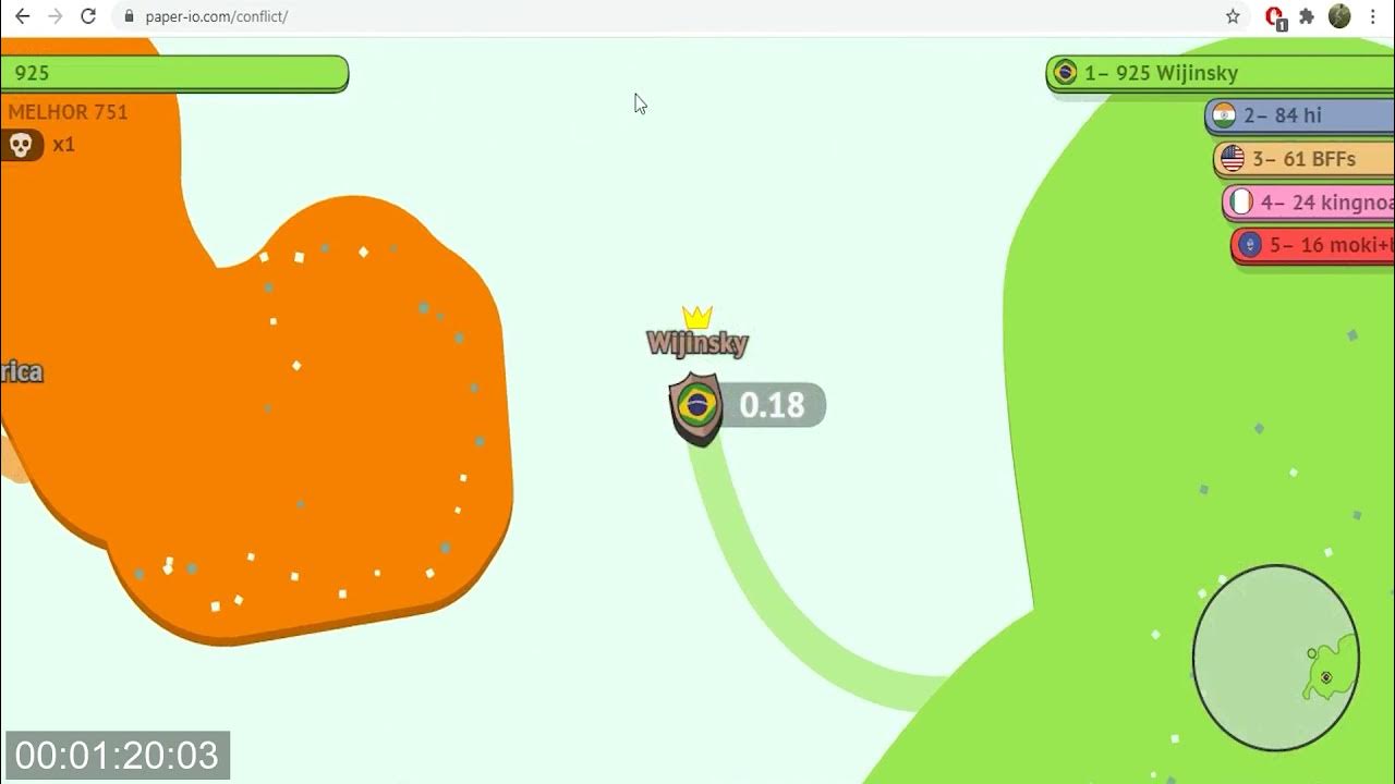 Paper.io 2 │ World Conflict │ 1000 Points │ World Record (2min 00s