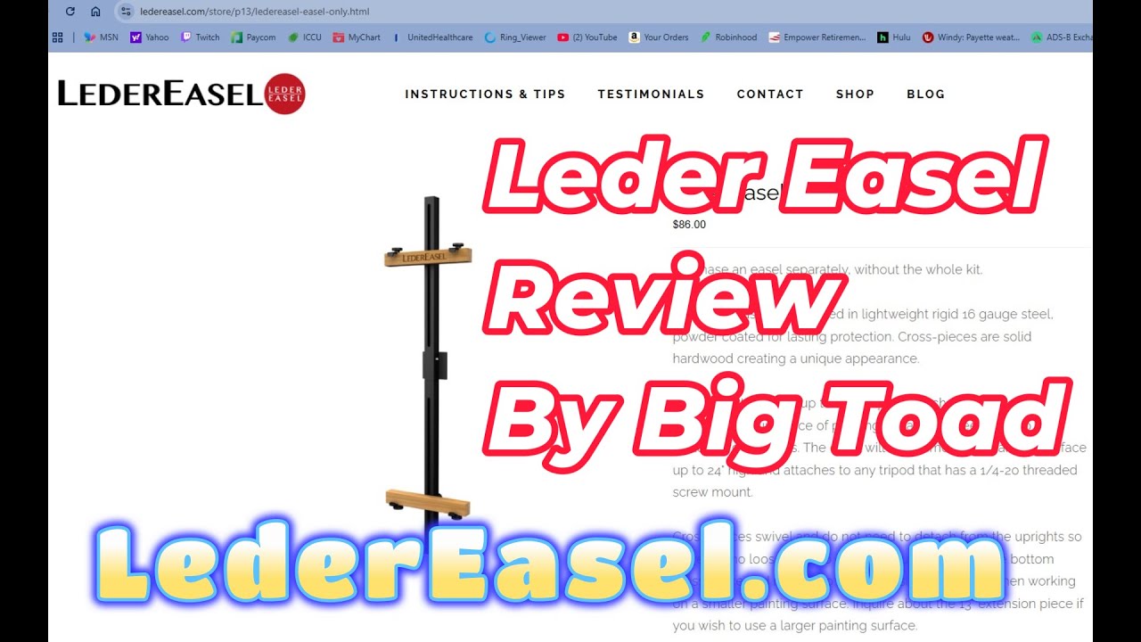 Ledereasel review By Big Toad - Review a great plein air easel that attaches to a regular tripod.
