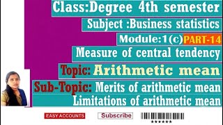 Degree 4th Sem| STATISTICS | Module -1(C)(Part-14) |Measure of central tendency | Easy Accounts