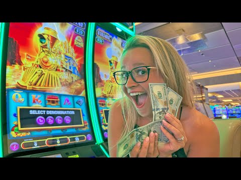 My Wife Risked HUNDREDS On A Railroad Riches Slot Machine!