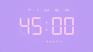 45 Min Digital Countdown Timer with Simple Beeps 💕💜