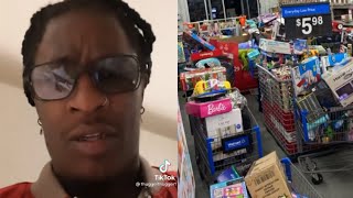 Young Thug address the fake rumor that had people believe he was paying for their items at Walmart