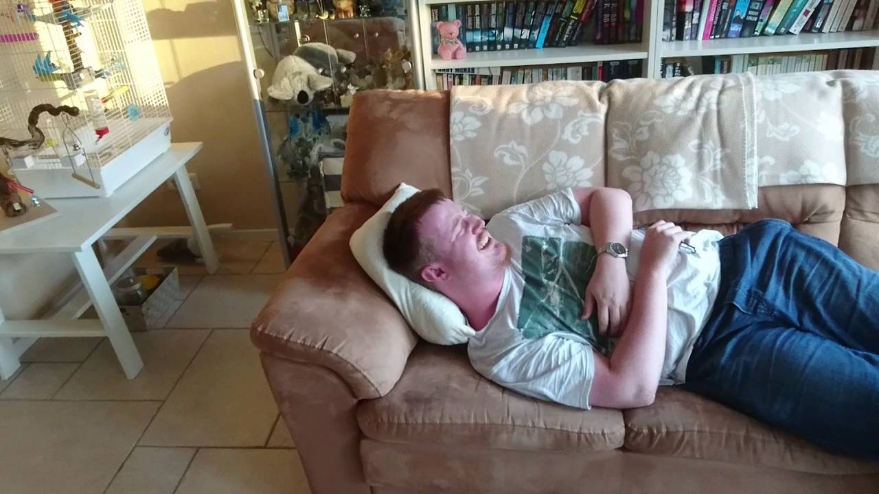 Crazy guy can't stop laughing