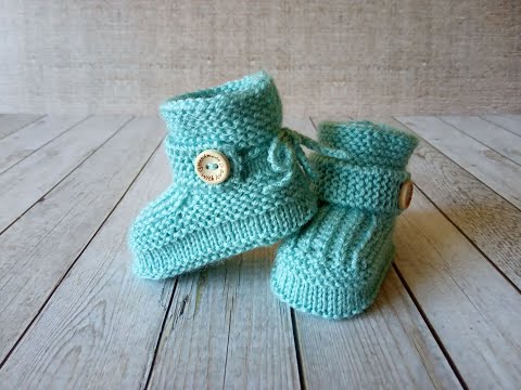 Вяжем детские пинетки спицами/Stiefeletten stricken/booties knitting