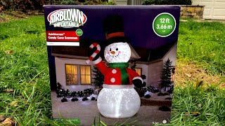 12ft Airblown Inflatable Kaleidoscope Candy Cane Snowman  Unboxing/Inflation/Review!