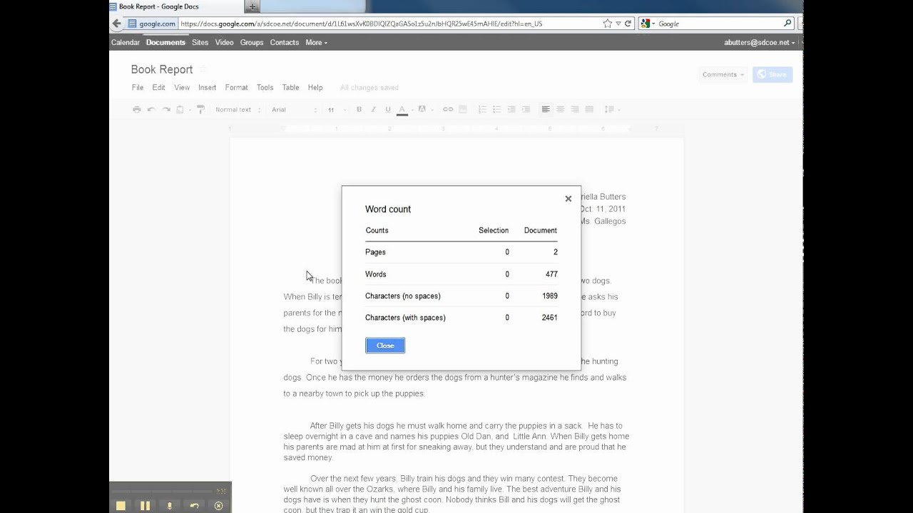 does google docs have a word counter