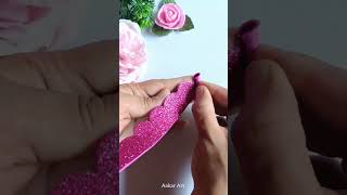 Eva Glitter Foam Sheet Rose Flower Making #shorts screenshot 2