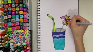 Beach Cup Drawing and Colouring Easy for Kids