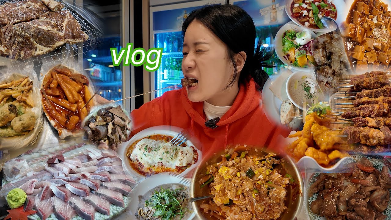 [vlog]맛도리 메뉴들로 일주일 꽉 채워옴 ❤️‍🔥 | 방어부터 비빔밥까지 | 불닭 + 타코야끼 | 돼지갈비 | 시장떡볶이 | 양꼬치 | 제육볶음 | 어묵탕