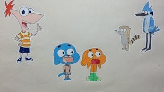Drawing Cartoon Characters - Phineas, Gumball, Darwin, Mordecai and Rigby