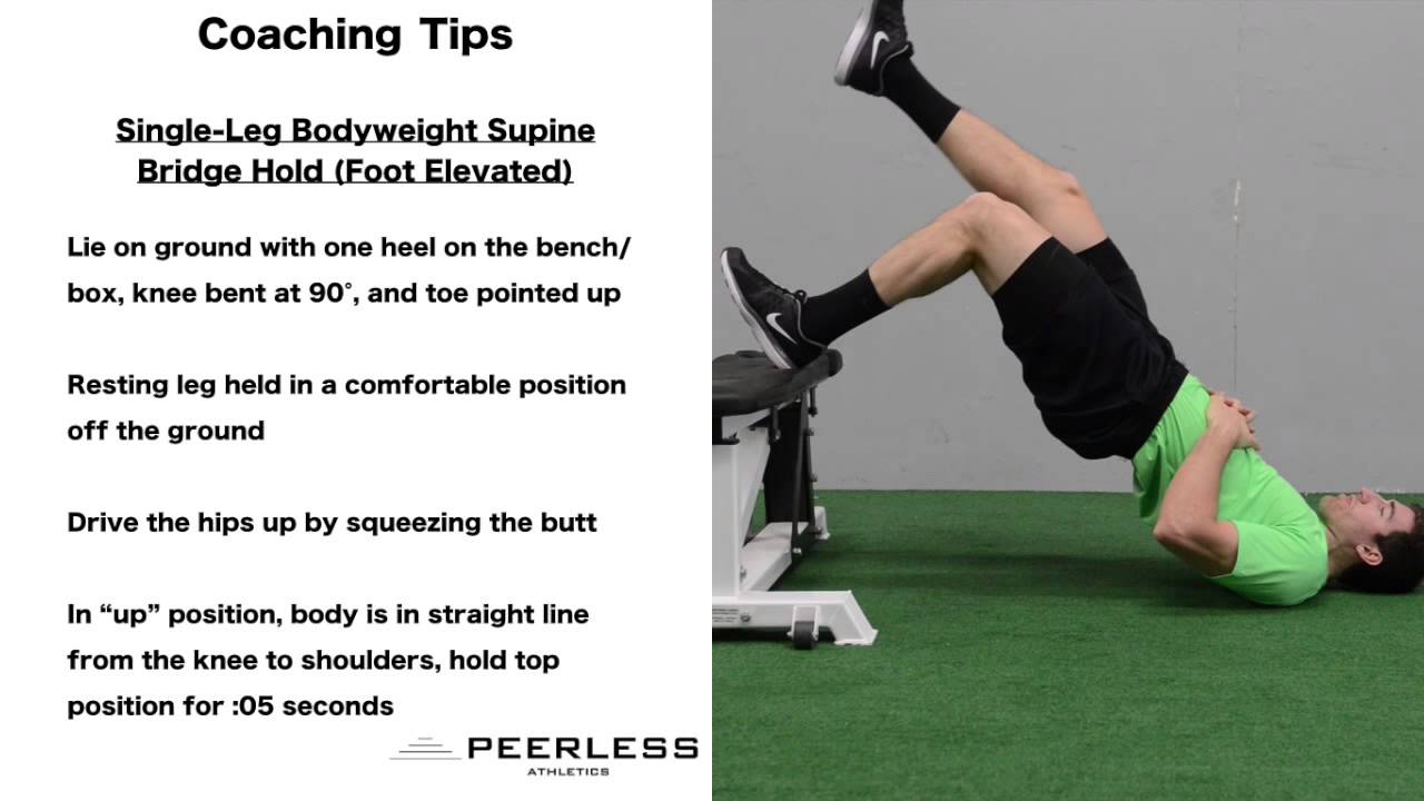595. Single Leg Bodyweight Supine Bridge Hold (Foot Elevated) YouTube