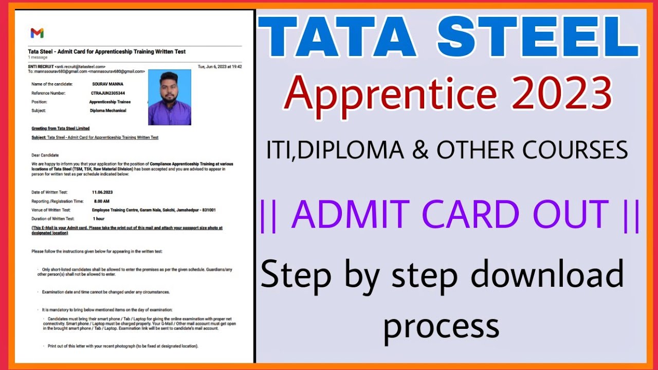 Tata Steel Apprentice 2023 Admit Card Out | Tata steel Apprentice Exam Admit Card Download 2023