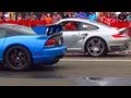 Porsche 911 Turbo 997 VS Dodge Viper SRT 10 1/4 Mile Drag Race Viertelmeile Rennen