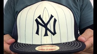 New York Yankees VINTAGE-STRIPE White-Navy Fitted Hat by New Era