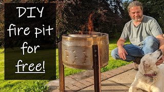 How to build a fantastic smoke free fire pit from an old washing machine for free!