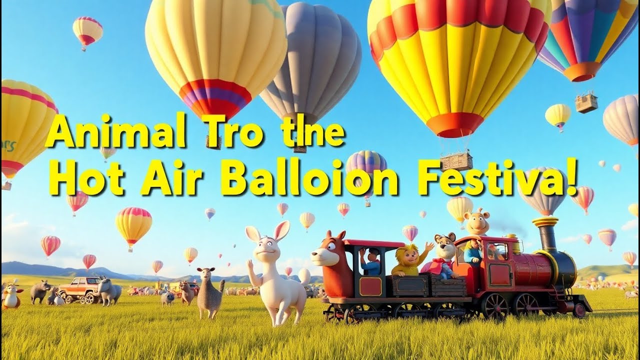 Animal Train to the Hot Air Balloon Festival | Fun Nursery Rhyme for Kids | Adventure Songs for Kids