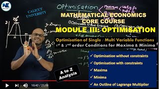 Optimisation –Module III–First & Second Order Conditions for Maxima & Minima-Mathematical Economics