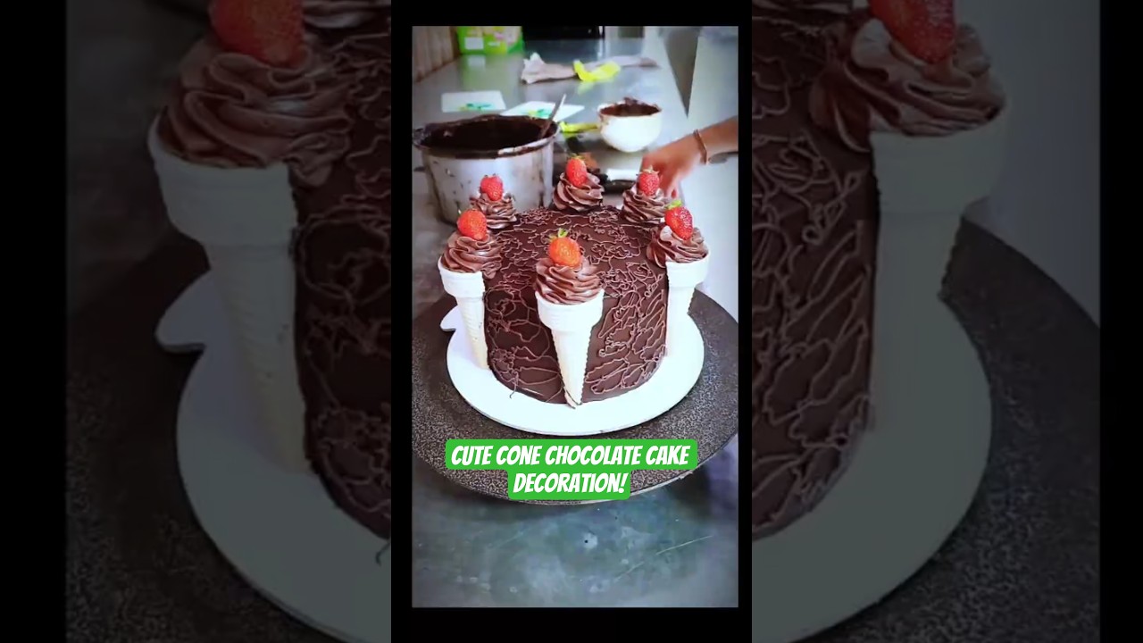 Unique Chocolate Cake Decoration with Ice Cream Cones! 
