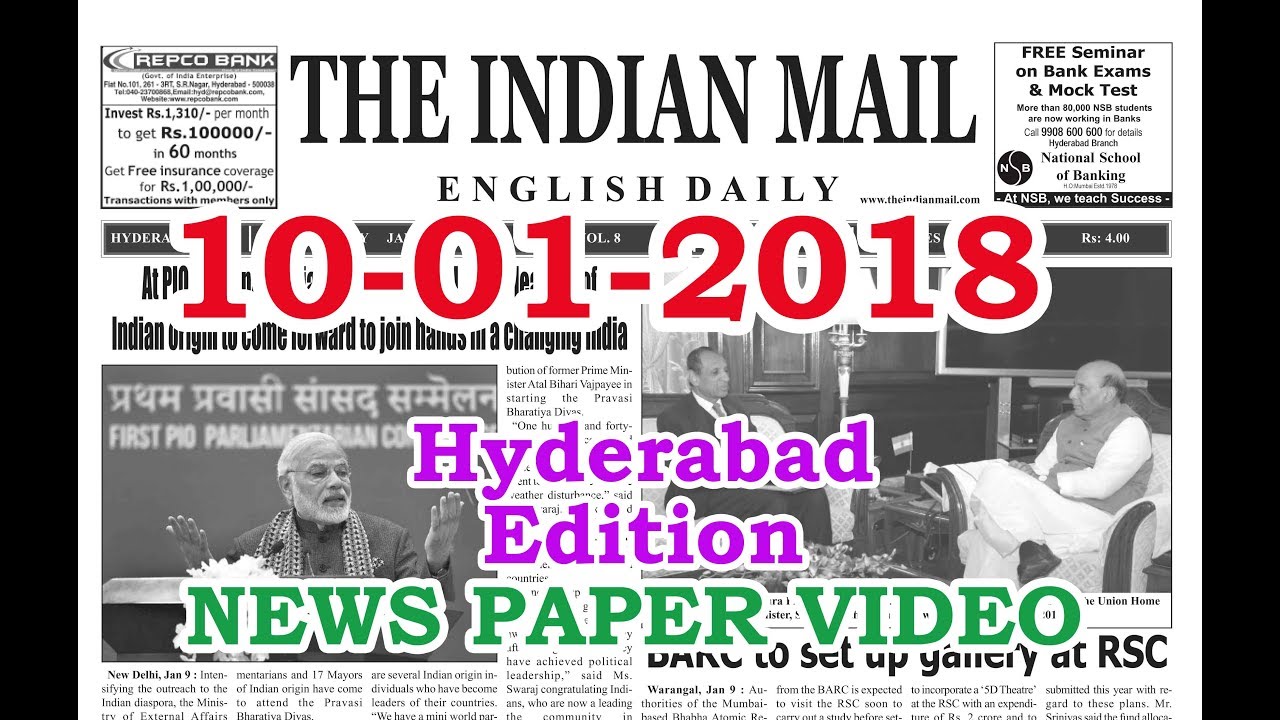 The Indian Mail * Daily English News Paper *10-01-2018 || The Indian Mail ||