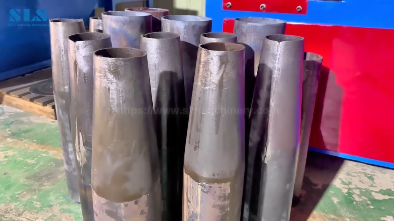 large pipe tube swaging machine | conveyor belt tapered rollers about 6 Inch" OD 152 W.T 3 mm