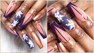 Vamp Deep Purple and Chrome Christmas Nail Art Design Tutorial