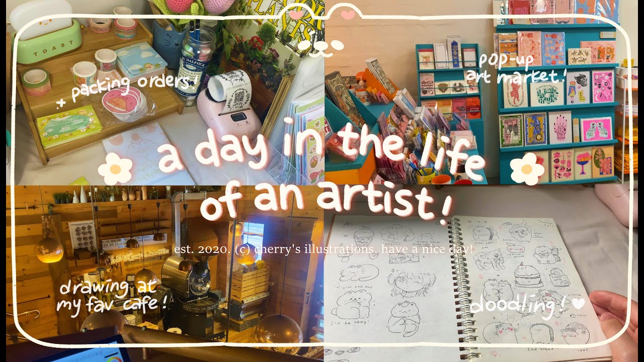 🌷 a day in my life as an artist // sketchbook tour, packing orders ...