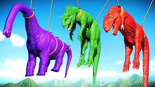 Color Brachiosaurus Vs Red Giganotosaurus Vs TRex , Big Dinosaurs Battle Jurassic World Evolution 2