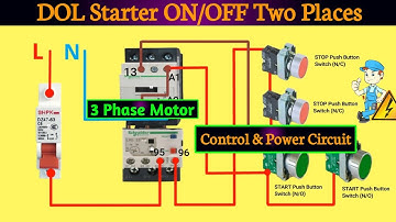 3p Motor Remote Control Wiring | DOL starter remote wiring diagram | Deferent place On Off circuit