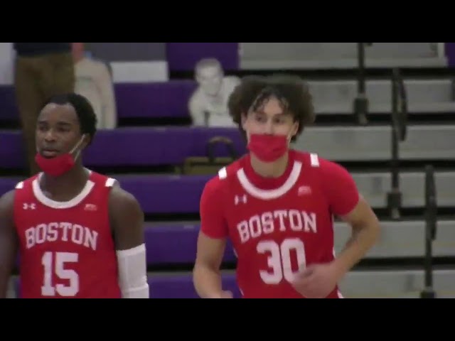 Boston University, Holy Cross basketball players mask up on court