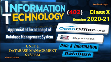 IT (402) for 10th | Unit-3  Database Management System | Appreciate concept of Database Management