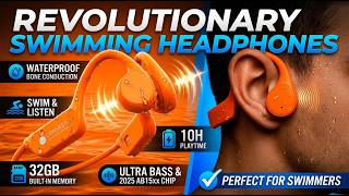 CONVEES Waterproof Swimming Headphones: 10 Hours of Music, 32GB Storage, and Premium Sound.